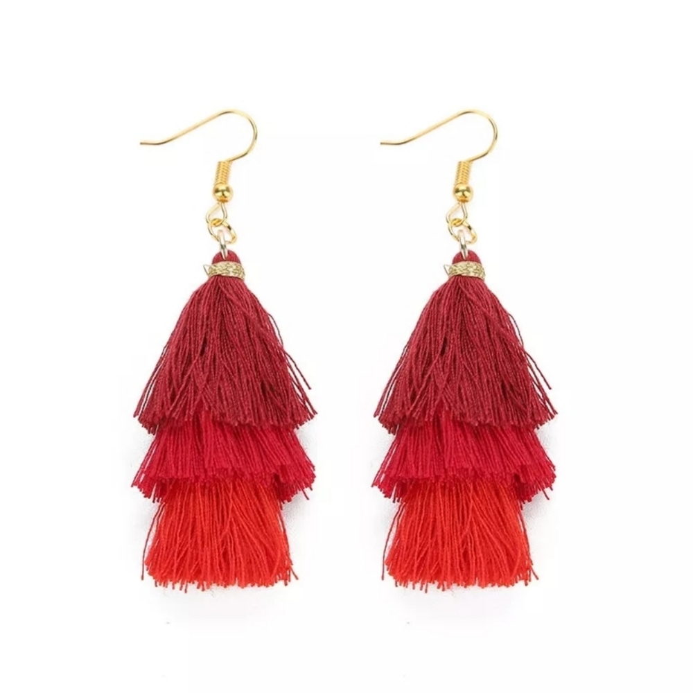 Bohemian Layered Tassel Earrings 5🌟 - Picture 3 of 6